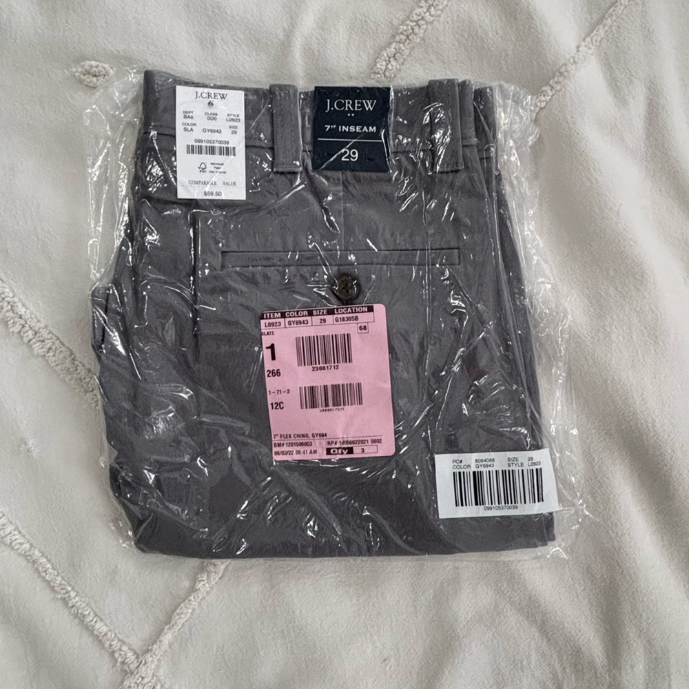 J Crew 7” Gray Chino Shorts Size 29